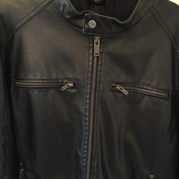 Guess Faux Hooded Leather Jacket - Picture 4 of 8